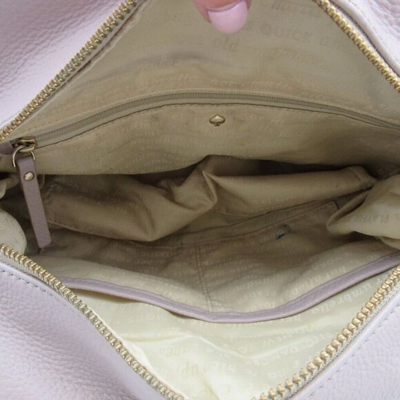 Kate Spade Purse Pebbled Leather Gray Beige Bow Shoulder Strap Chain Handles Bag - Picture 8 of 9